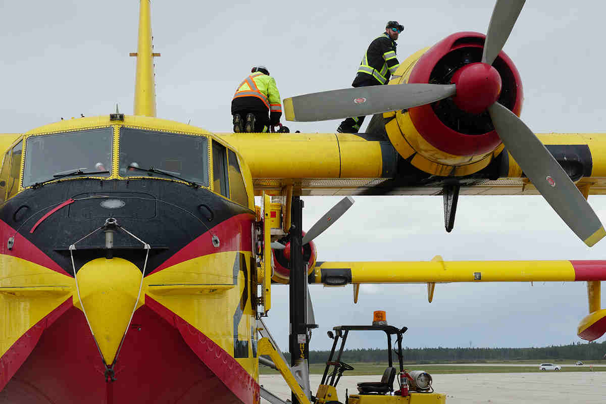 Canadian water bomber hit by drone